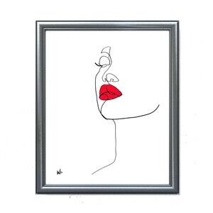 WS original lipstick art 14X11 modern expressionist abstract painting